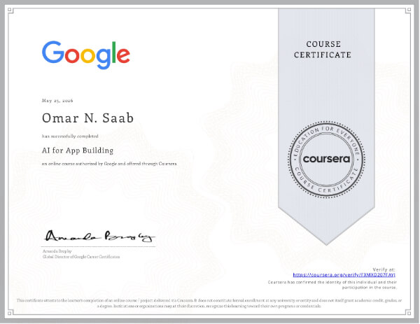 Coursera certificate FXMXD207FAYJ