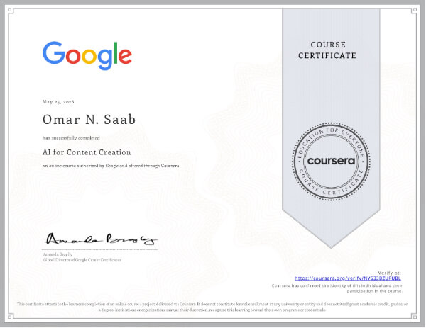 Coursera certificate NVS33BZUFUBL
