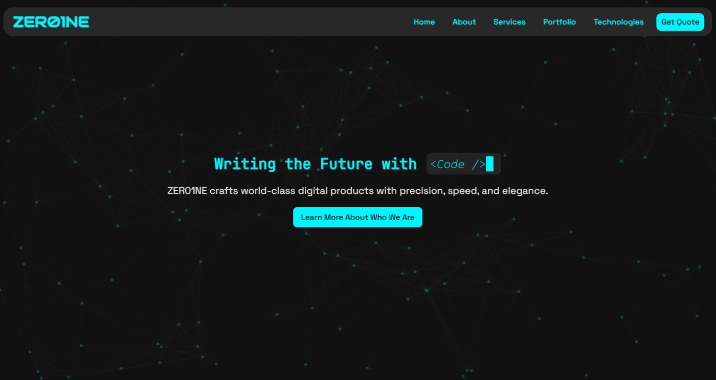 ZER01NE agency website preview