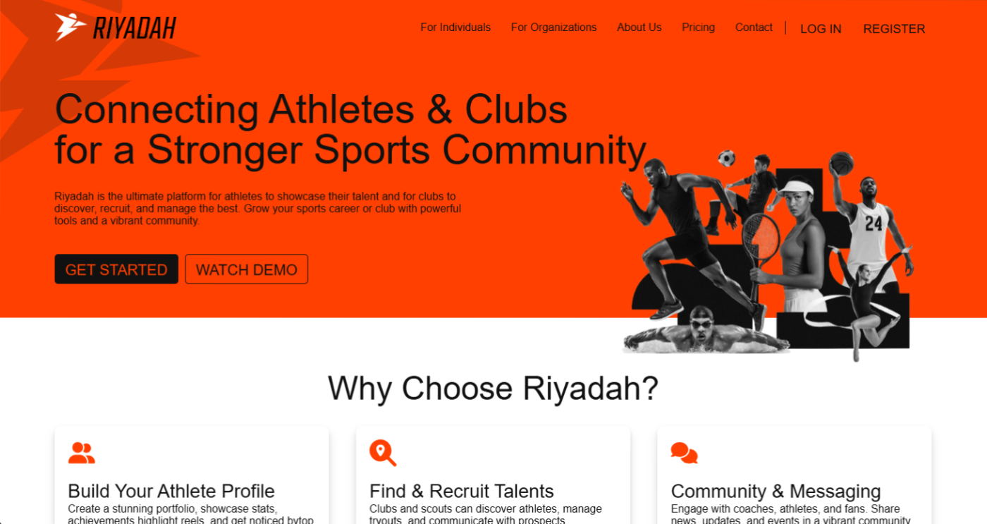 Riyadah app website preview